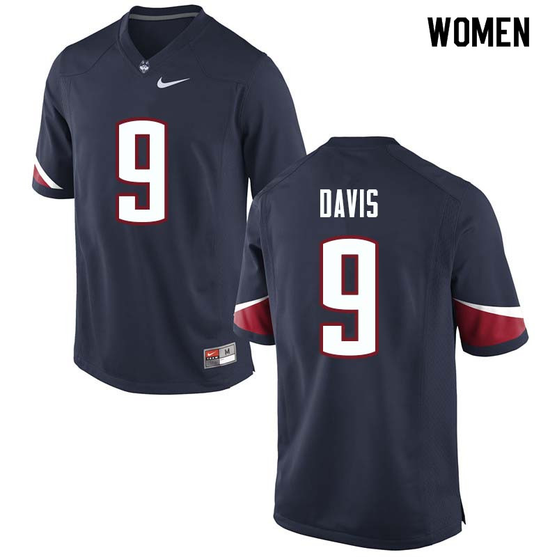 Women #9 Tyler Davis Uconn Huskies College Football Jerseys Sale-Navy - Click Image to Close